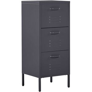 BELIANI Storage Cabinet Metal 3 Drawers Industrial Home Office Unit Black Wostok