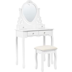 Beliani - Stylish Decorative 4-Drawer Glam Dressing Table with Mirror White Diva