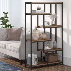 Tribesigns - Bookcase Bookshelf Industrial, 5 Tier Free Standing Shelving Display Storage Unit for Living Room, Home Office (Brown) - Rustic Brown
