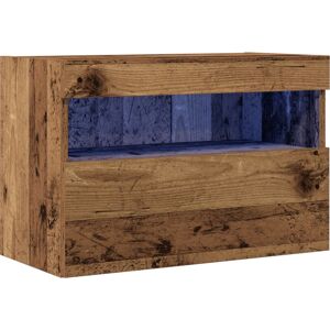 Tv Wall Cabinet with led Lights Old Wood 60x30x40 cm Vidaxl