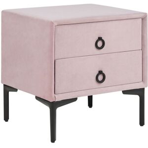 BELIANI 2 Drawer Bedside Table SEZANNE Velvet Pink