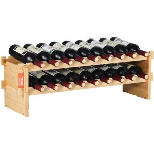 Vevor - 18 Bottle Stackable Modular Wine Rack, 2-Tier Solid Bamboo Wood Storage Racks, Floor Freestanding Wines Holder Display Shelf, Wobble-Free