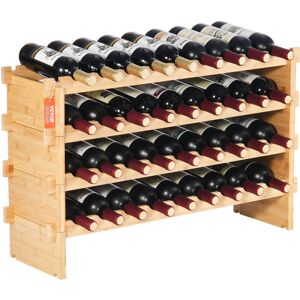 Vevor - 36 Bottle Stackable Modular Wine Rack, 4-Tier Solid Bamboo Wood Storage Racks, Floor Freestanding Wines Holder Display Shelf, Wobble-Free