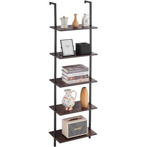 VEVOR Ladder Shelf, 5-Tier Bookshelf 17.3x11.8in, Open Wall-Mounted Ladder Shelf with Metal Frame,Storage Rack Sundries Holder for Kitchen Bedroom Bathroom