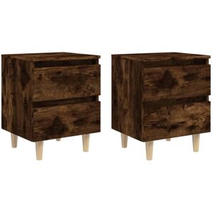 Vidaxl - Bed Cabinets with Solid Wood Legs 2 pcs Smoked Oak 40x35x50 cm