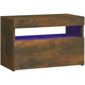 Bedside Cabinet with led Lights Smoked Oak 60x35x40 cm Vidaxl
