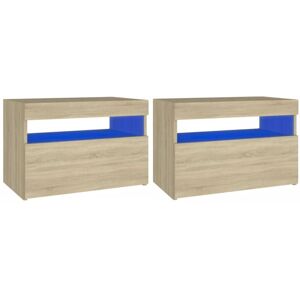 Vidaxl - Bedside Cabinet & led Lights 2 pcs Sonoma Oak 60x35x40 cm