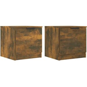 Bedside Cabinets 2 pcs Smoked Oak 40x39x40 cm Vidaxl