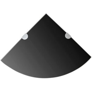 Corner Shelves 2 pcs with Chrome Supports Glass Black 25x25 cm vidaXL