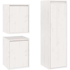 Tv Cabinets 3 pcs White Solid Wood Pine Vidaxl