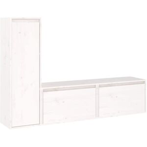 Tv Cabinets 3 pcs White Solid Wood Pine Vidaxl