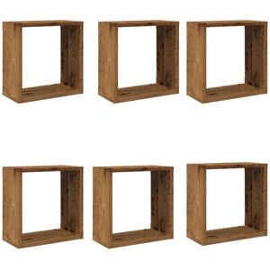 Wall Cube Shelves 6 pcs Old Wood 30x15x30 cm Engineered Wood Vidaxl