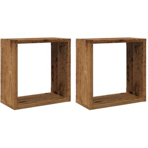 Wall Cube Shelves 2 pcs Old Wood 30x15x30 cm Engineered Wood Vidaxl