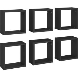 Wall Cube Shelves 6 pcs Black 30x15x30 cm Vidaxl