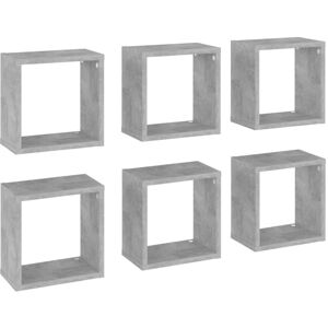 Wall Cube Shelves 6 pcs Concrete Grey 26x15x26 cm Vidaxl