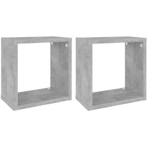 Wall Cube Shelves 2 pcs Concrete Grey 26x15x26 cm vidaXL