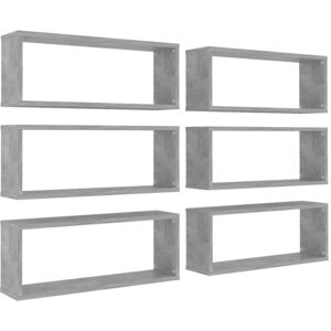 Vidaxl - Wall Cube Shelf 6 pcs Concrete Grey 60x15x23 cm Engineered Wood