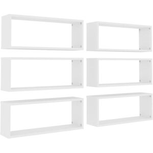 Wall Cube Shelf 6 pcs White 60x15x23 cm Engineered Wood Vidaxl
