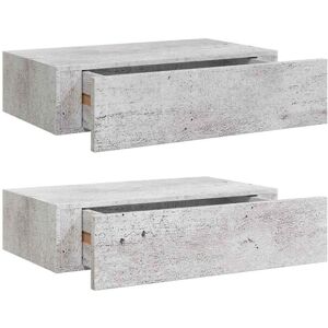 Wall Drawer Shelves 2 pcs Concrete Grey 40x23.5x10cm mdf Vidaxl