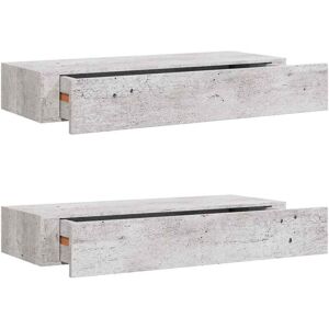 Wall Drawer Shelves 2 pcs Concrete Grey 60x23.5x10cm mdf Vidaxl