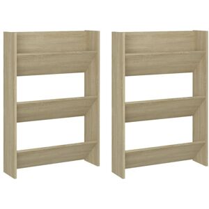 Vidaxl - Wall Shoe Cabinets 2 pcs Sonoma Oak 60x18x90 cm Engineered Wood