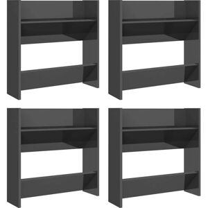 Vidaxl - Wall Shoe Cabinets 4 pcs High Gloss Grey 60x18x60 cm Engineered Wood