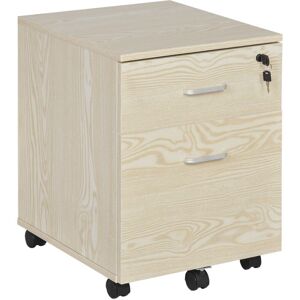 Vinsetto - 2-Drawer Locking Office Filing Cabinet 5 Wheels Rolling Storage Oak