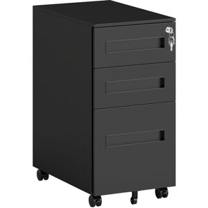 Vinsetto - Lockable Mobile Filing Cabinet w/ 3 Drawers 30 x 43.5 x 60 cm Black