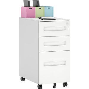 Vinsetto - Lockable Mobile Filing Cabinet w/ 3 Drawers 30 x 43.5 x 60 cm White