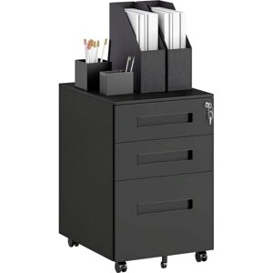 Lockable Mobile Filing Cabinet w/ 3 Drawers 39 x 48 x 60 cm Black - Vinsetto