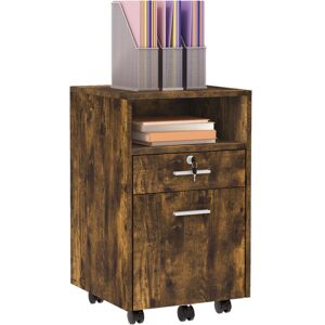Vinsetto - Mobile File Cabinet Lockable Documents Storage w/ 5 Wheels Brown