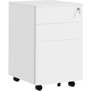 Vinsetto - 3-Drawer Filing Cabinet w/ Removable Pencil Tray Lockable File Cabinet White