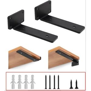 CYSLMUK Wall Shelf Bracket, 2pcs 25cm Heavy Duty Bracket 5mm Thickness Black Shelf Bracket-Wall Shelf