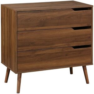 Sweeek - 3-drawer chest with walnut wood effect, Nepal, Walnut wood-effect, 80x40x80 cm