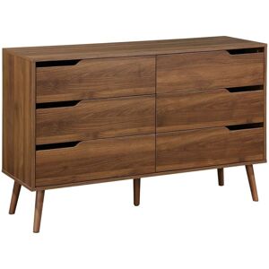 Sweeek - 6-drawer chest walnut with wood effect, Nepal, Walnut wood-effect, 120x40x80 cm