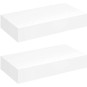 Floating Wall Shelves with Drawers 2 pcs White 48 cm Vidaxl