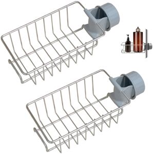 Csparkv - Shower Shelf Without Drilling Stainless Steel Silver Set of 2, Stainless Steel Bathroom Shelf for 18-27mm Bar/Rail, Shower Soap/Shampoo
