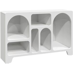 Sweeek - White wood effect several niches 6 compartment organic sideboard, low buffet, Thessa, 120cm