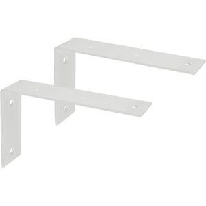 HÉLOISE Widening Shelf Bracket Glass/Wood Wall Hanging Adjustable Shelf Angle Bracket with Screws, Stainless Steel Glossy White Finish, 2 Pcs, EJW2200W-2P