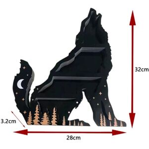 TLILY Wolf Crystal Display Shelf Wooden Essential Oil Storage Rack Wall Hanging Decor Living Room Organizer Ornaments