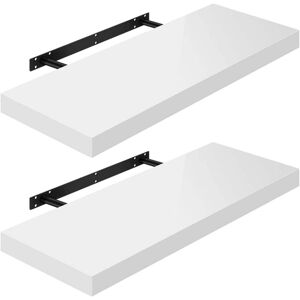 High Gloss Floating Shelf Shelves Display Unit Wall Mounted bookcases 2 x White 70 cm - Woltu