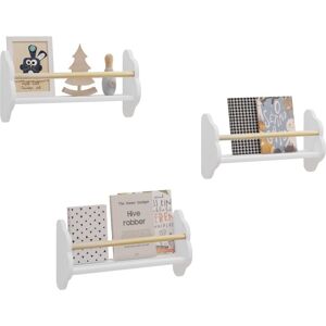 3x Kids Bookshelf Bookcase Toy Organiser Storage, White - Woltu