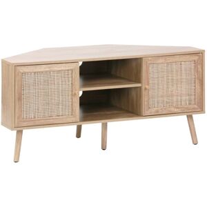 SWEEEK Wood and cane decor corner TV unit, 2 doors, 1 shelf, 115cm