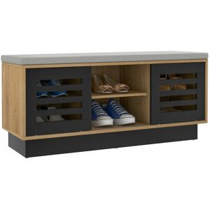 Costway - Wooden Shoe Bench Shoe Storage Cabinet Organizer Stool w/ 3 Adjustable Shelves