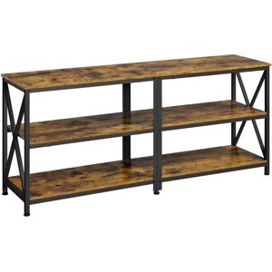Yaheetech 3 Layer Shelved TV Stand with Storage Shelves, Rustic Brown