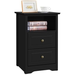 Side Table with Drawers End Table Storage Cabinet for Bedroom/Living Room, Black - Yaheetech