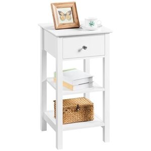 Narrow Bedside Table Nightstand with 1 Drawer 2 Shelves,White - Yaheetech