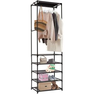 Youyijia Coat Rack Stand Clothes Hanging Rail Clothings Wardrobe Organizer Garment Rack with Shelves Metal Frame Wooden Shelving Unit for Entryway