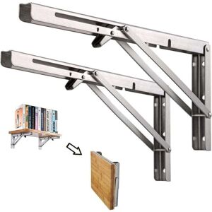 ZVD - tagère Murale Pliante 300 mm, 2 Pièces, Support en Acier Inoxydable pour Garage, 113 kg Portant (Sans Planche)