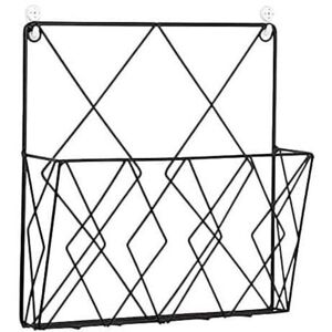ZVD- Hanging Magazine Rack Metal Magazine Rack, Newspaper Holder Newspaper Basket Wall Mounted Magazine Rack with 2 Hooks for Magazines, Books and
